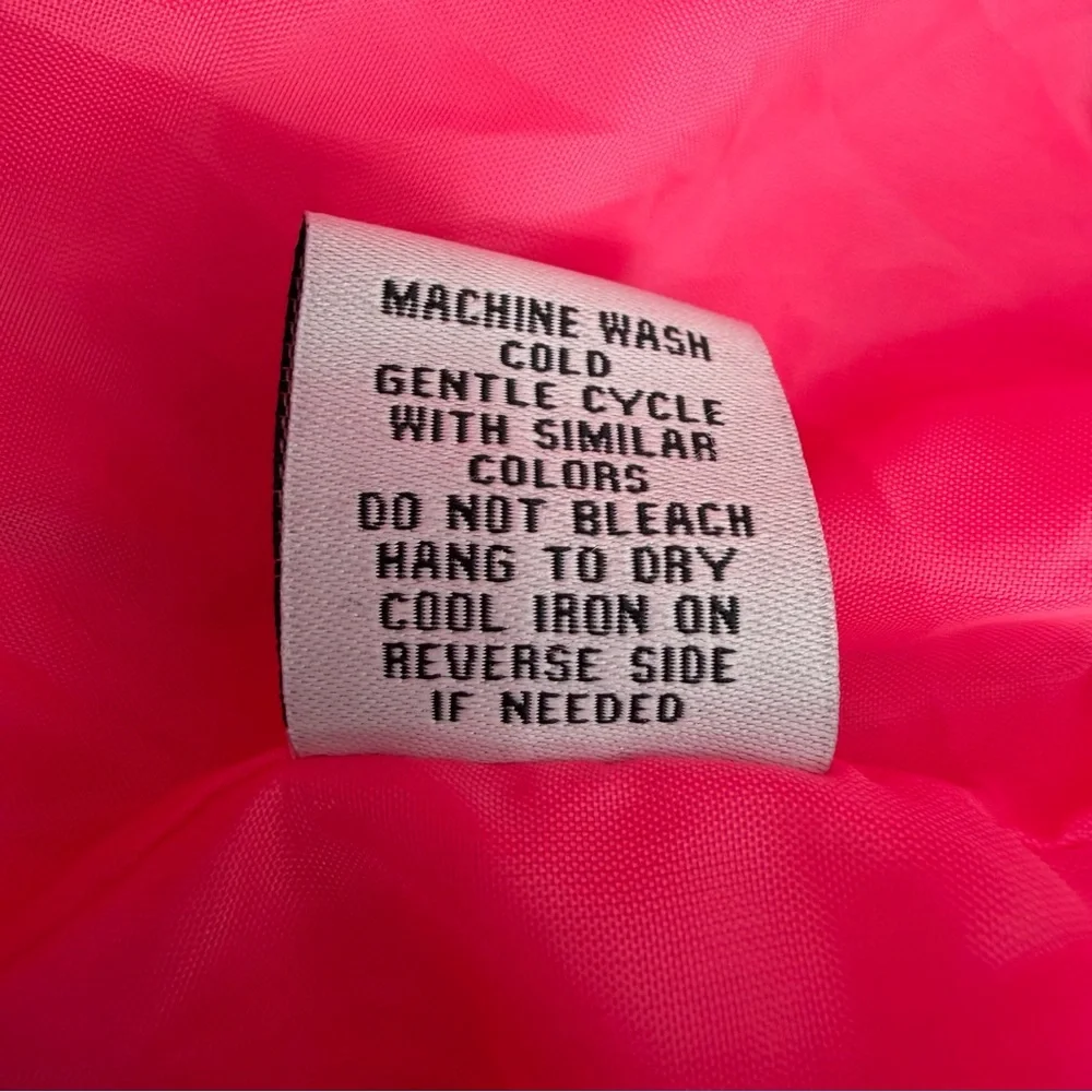 Orange Kiss Windbreaker Womens M Hot Pink Pullover Retro Checkerboard Hoodie Top - Picture 5 of 10